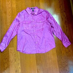 Lauren Ralph Lauren Rich Magenta Silk Top. Size Large. EUC